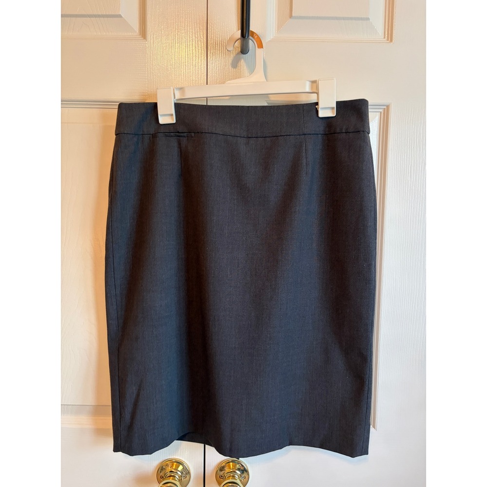 Calvin Klein Gray Pencil Skirt Size 12 Professional Knee Length Lined Career